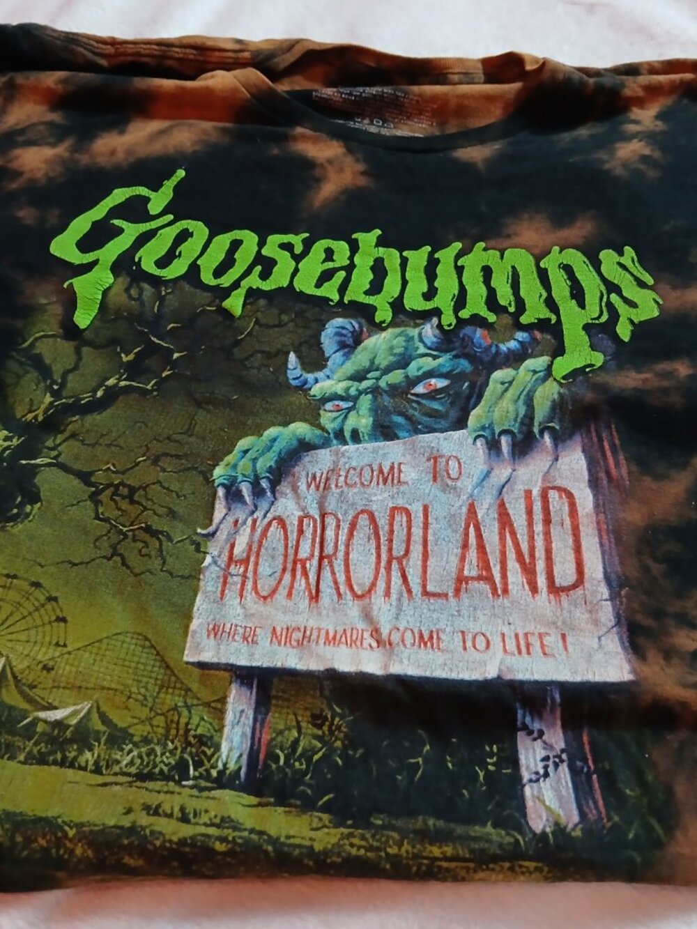 Goosebumps Welcome To Horrorland Tie Dye Shirt Mens Large Orange Black - Picture 6 of 7